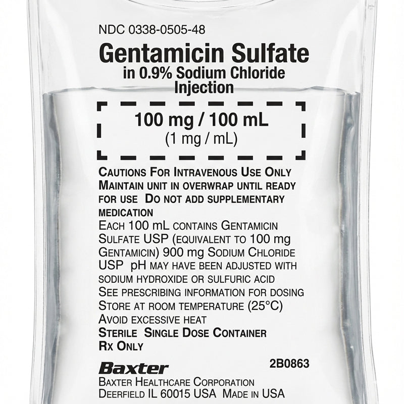 IV Bags, Gentamicin Sulfate in 0.9% Sodium Chloride IV Solution Bags