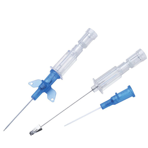 IV Catheter Needle Introcan 24 Gauge x 0.75 Inch Sliding Safety Needle with Winged Hub 