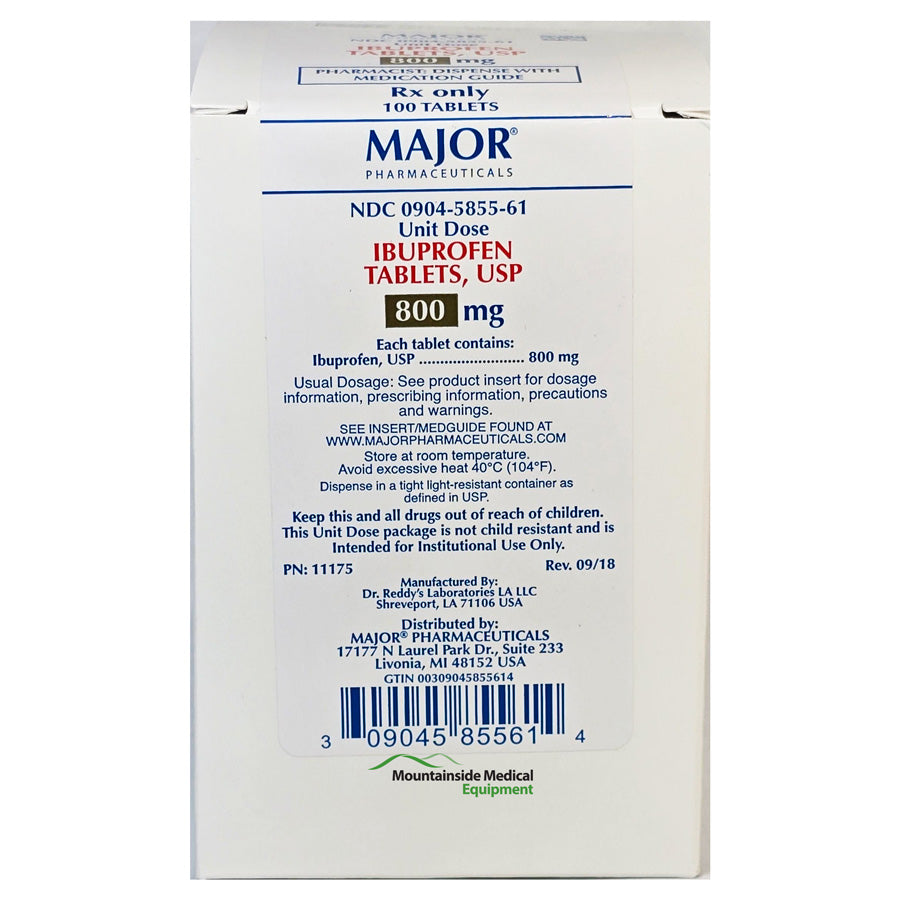 Ibuprofen 800 mg Tablets Unit Dose (10 packs x 10) — Mountainside
