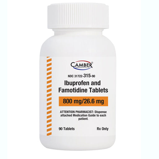 Ibuprofen 800mg and Famotidine 26.6 mg Tablets 90 Count by Camber
