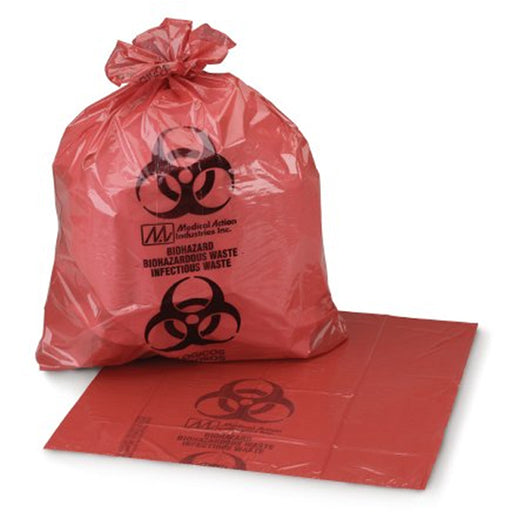  | Infectious Biohazard Waste Bags, Red 7 to 10 Gallon Bags 24" x 24", 250/Case