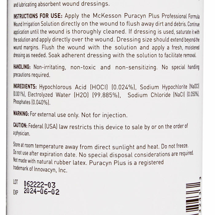 Timsen Solution Ingredients Puracyn Plus Antimicrobial Wound Irrigation Solution, Professional Wou ...