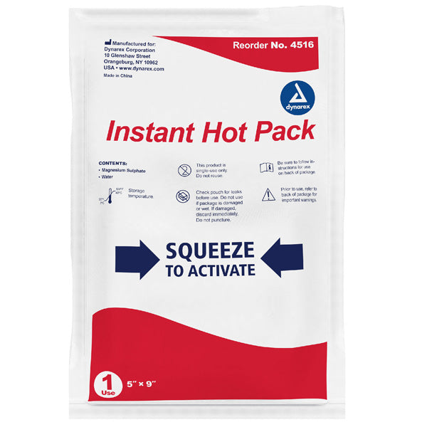 Instant Hot Pack 5 inch x 9 inch for soothing relief, perfect for muscle aches, cramps, and pain management.
