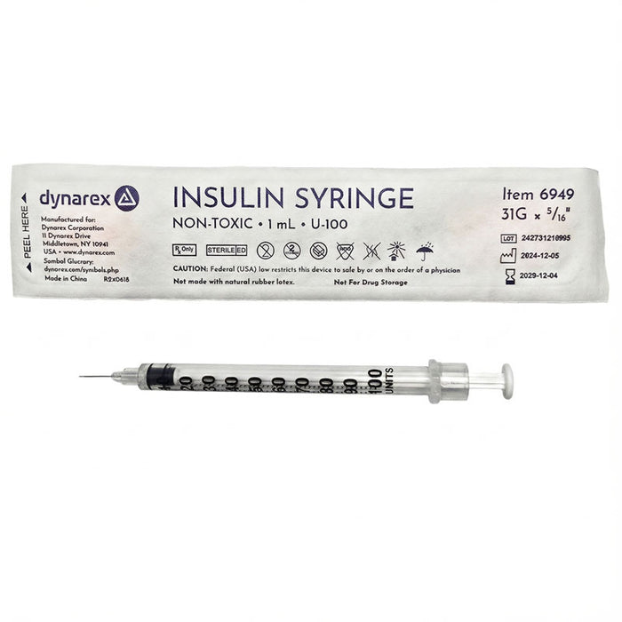 Insulin Syringes 31 Gauge x 5/16", 1 cc Needles