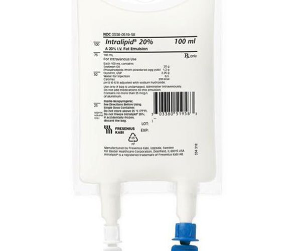 IV Bags, Intralipid 20% IV Fat Emulsion 100 mL IV Bags, 10/Case ...