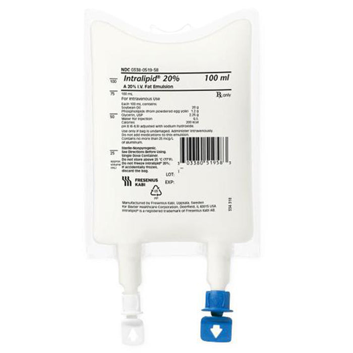 Buy Baxter IV Systems Intralipid 20% I.V. Fat Emulsion 100 mL IV Bags, 10/Case  online at Mountainside Medical Equipment