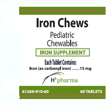 Iron Chews Pediatric Iron Supplement Tablets by H2 Pharma