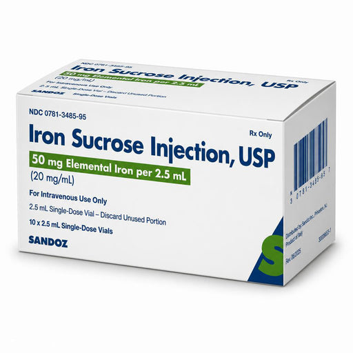 Iron Sucrose Injection 50 mg Elemental Iron per 2.5 mL Single-Dose by Sandoz.