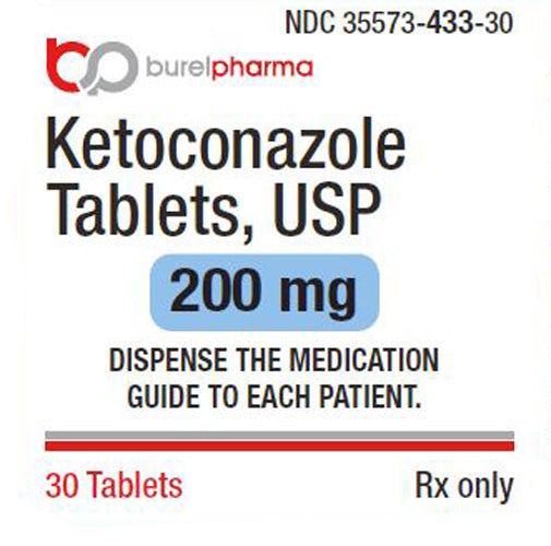 Ketoconazole Tablets 200 mg by Prasco Labs. NDC number 35573-0433-30