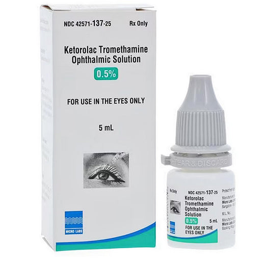 Buy Micro Labs USA Ketorolac Ophthalmic Eye Drops 0.5% Bottle 5 mL - Micro Labs USA (Rx)  online at Mountainside Medical Equipment