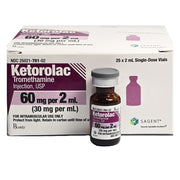 Ketorolac Tromethamine Injection 60 mg Per 2 mL Vials (Rx) 1 Vial 25-Pack Tray
