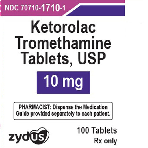 Buy Zydus pharmaceuticals Ketorolac Tromethamine Tablets 10 mg Film Coated, 100/Bottle -Zydus (RX)  online at Mountainside Medical Equipment