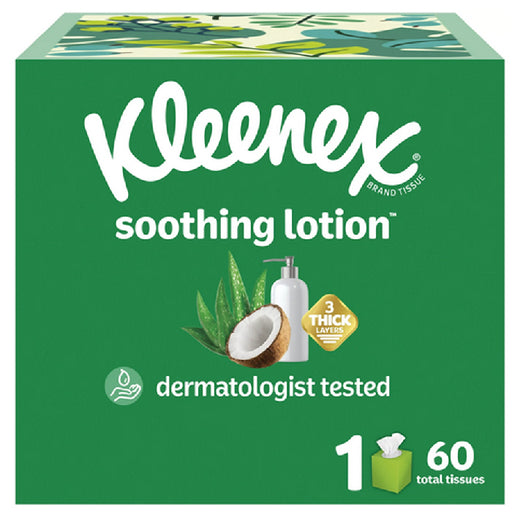 Kimberly Clark Kleenex Soothing Lotion Facial Tissues with Coconut Oil, 60 Count | Mountainside Medical Equipment 1-888-687-4334 to Buy