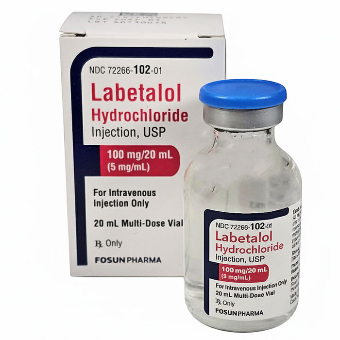 Vial and packaging of Labetalol Hydrochloride Injection, USP with Fosun Pharma branding.