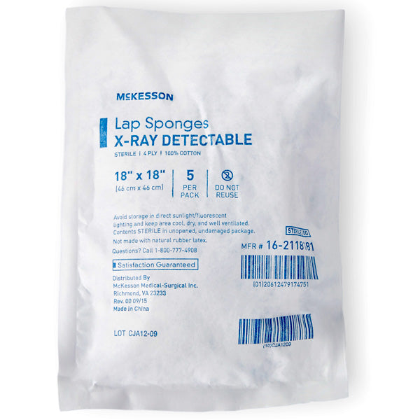 Laparotomy Sponge Surgical XRay Detectable Cotton, Sterile (5Pack