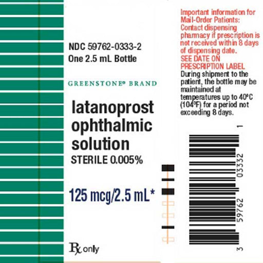 Latanoprost Eye Drops 0.005% for Glaucoma Treatment 2.5 mL Greenstone Brand