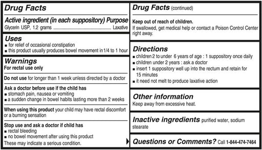 Laxative Suppositories for Kids, Glycerin 1.2 gram, Ages 2 to 5, Gentle Relief for Children, 5 packs of 5 Default Title
