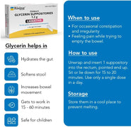 Laxative Suppositories for Kids, Glycerin 1.2 gram, Ages 2 to 5, Gentle Relief for Children, 5 packs of 5 Default Title