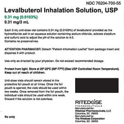 Buy Ritedose Pharmaceuticals Levalbuterol Inhalation Solution 0.31 mg Nebulizer Vial 3 mL x 30/Box - Ritedose  online at Mountainside Medical Equipment