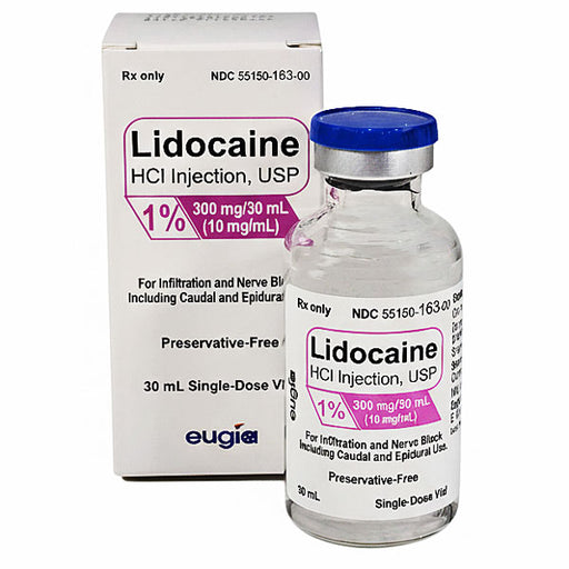 Lidocaine 1% Hydrochloride Injection 30 mL Single-Dose Vial 