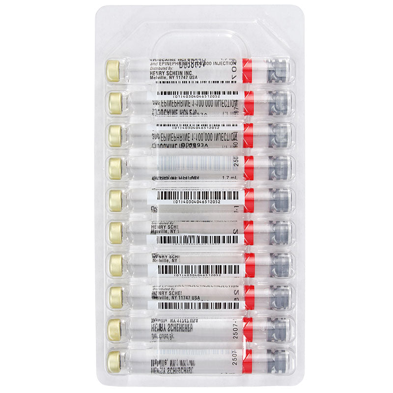Lidocaine 2% with Epinephrine 1:100,000 by  Henry Schein # 02A0100.