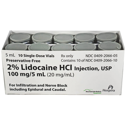 Lidocaine 2% Injection 5 mL Vials for local anesthesia, providing effective pain relief and reducing discomfort during medical procedures.