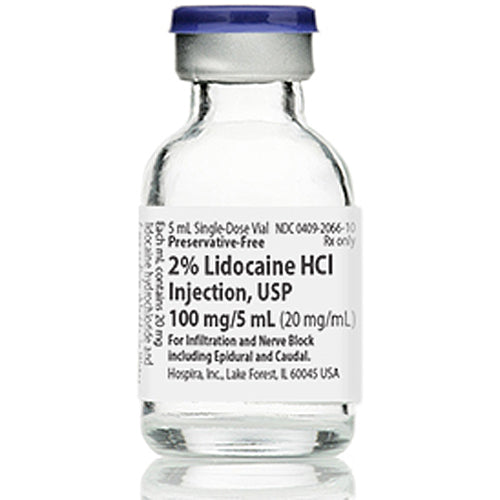 Lidocaine 2% for Injection 5mL Single Dose Glass Vial, 10/Pack - Pfize ...