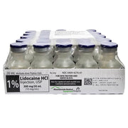 Lidocaine HCl 1% Injection 20 mL Vials, 25/Pack (RX) for effective local anesthesia and pain management.