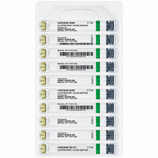 Lidocaine HCl 2% Epinephrine 1:50,000 Cartridges 1.7 mL