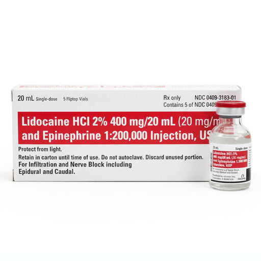 Lidocaine Hydrochloride 2% and Epinephrine 1:200,000 for Injection 20 mL, 5/Box