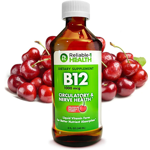 Liquid Vitamin B12 Daily Supplement 1000 mcg with Natural Cherry Flavor