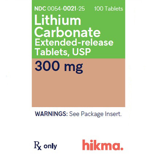 Lithium Carbonate Extended-Release Tablets 300 mg Bottle of 100 Count