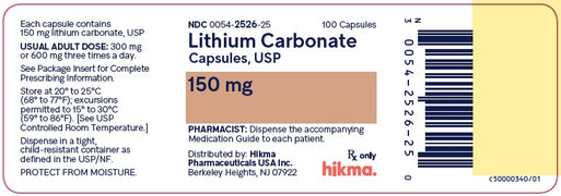 Package Label for Lithium Carbonate 150 mg Capsule 100 Count by Himka