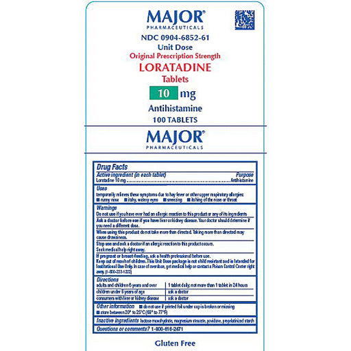 Loratadine 10 mg Antihistamine Unit Dose Packets 100 Per Box Default Title