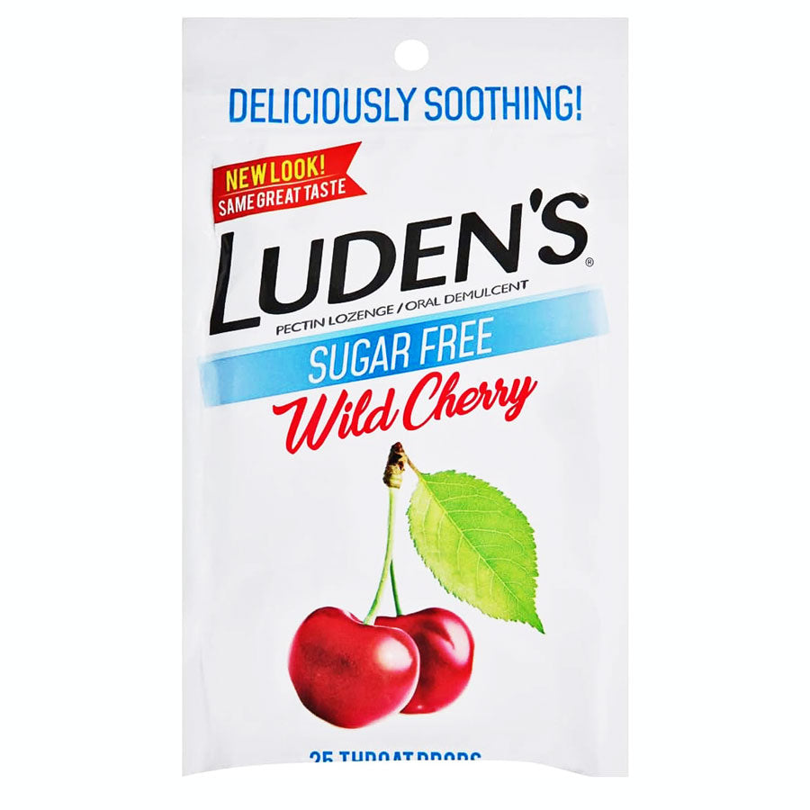 Luden's Wild Cherry Sore Throat Drop Lozenges Sugar-Free 25 Count