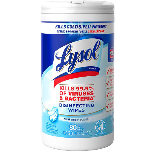Reckitt Benckiser Lysol Disinfectant Wipes Multi-Surface Antibacterial Cleaning Wipes with Crisp Linen Scent 80 Count | Mountainside Medical Equipment 1-888-687-4334 to Buy