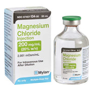 Magnesium Chloride Injection 200 mg vial for heart health, electrolyte balance, and muscle function support.