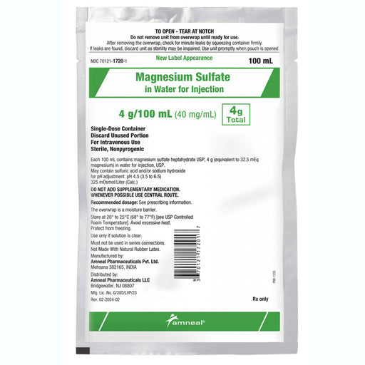 Magnesium Sulfate  in Water IV Bags 100 ml by Amneal