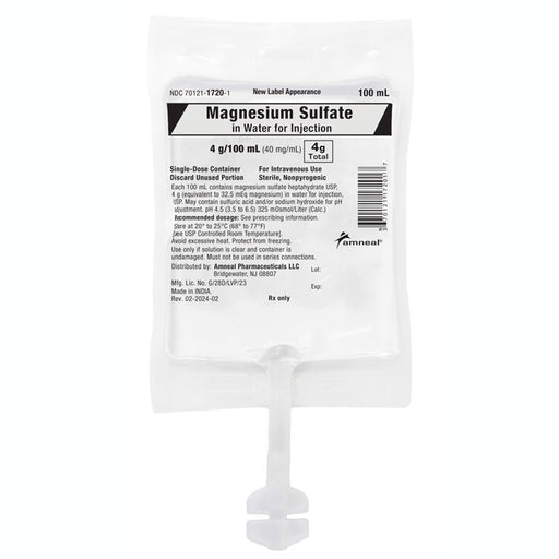 Magnesium Sulfate 4% in Water IV Bags 100 mg 