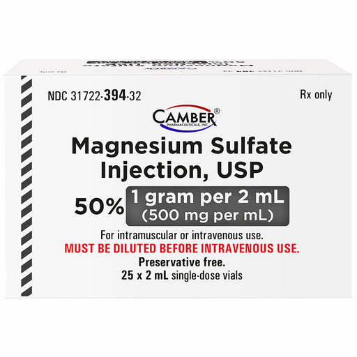 Magnesium Sulfate Injection 1 Gram 500 mg per vial Single Dose by Camber Pharma