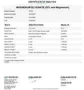 Magnesium Glycinate USP (20% w/w Magnesium) For Compounding (API) 100 g 1 Kg