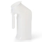 Plastic Male Urinal with spill-proof design for patient care, ideal for bedside use in hospitals or home healthcare settings.
