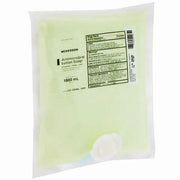Back view of herbal scent antimicrobial lotion soap refill bag showing label with product details and barcode