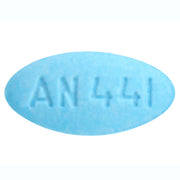 Blue oval tablet with embossed code 'AN 441', used for motion sickness and dizziness relief