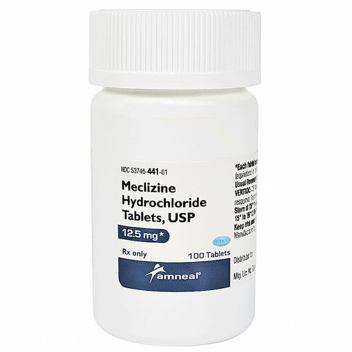 Meclizine Hydrochloride Tablets 12.5 mg by Amneal Pharmaceuticals. NDC: 53746-0441-01