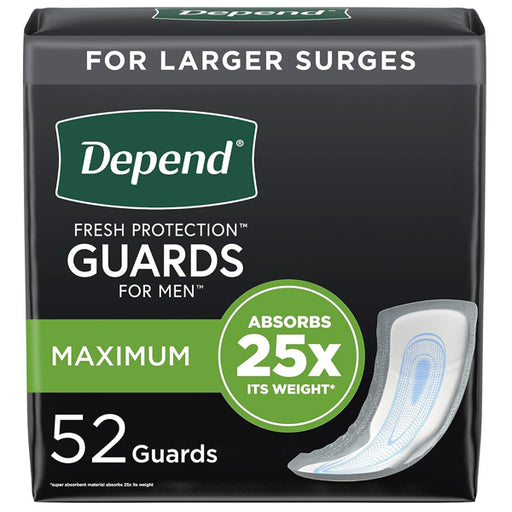 Men's Bladder Control Pads by Depend, Incontinence Guards, One Size Fits Most, 12" Length Heavy Absorbency