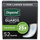 Men's Bladder Control Pads by Depend, Incontinence Guards, One Size Fits Most, 12" Length Heavy Absorbency
