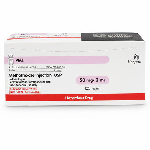 Methotrexate Sodium Injection 50 mg Per 2 mL Pfizer Injectables. NDC: 61703-0350-38
