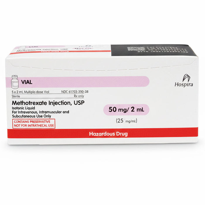 Methotrexate Sodium Injection 50 mg Per 2 mL Pfizer Injectables. NDC: 61703-0350-38