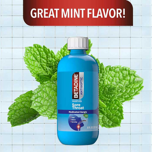 Mint Flavored Betadine Sore Throat Oral Antiseptic Medicated Gargle Mouthwash